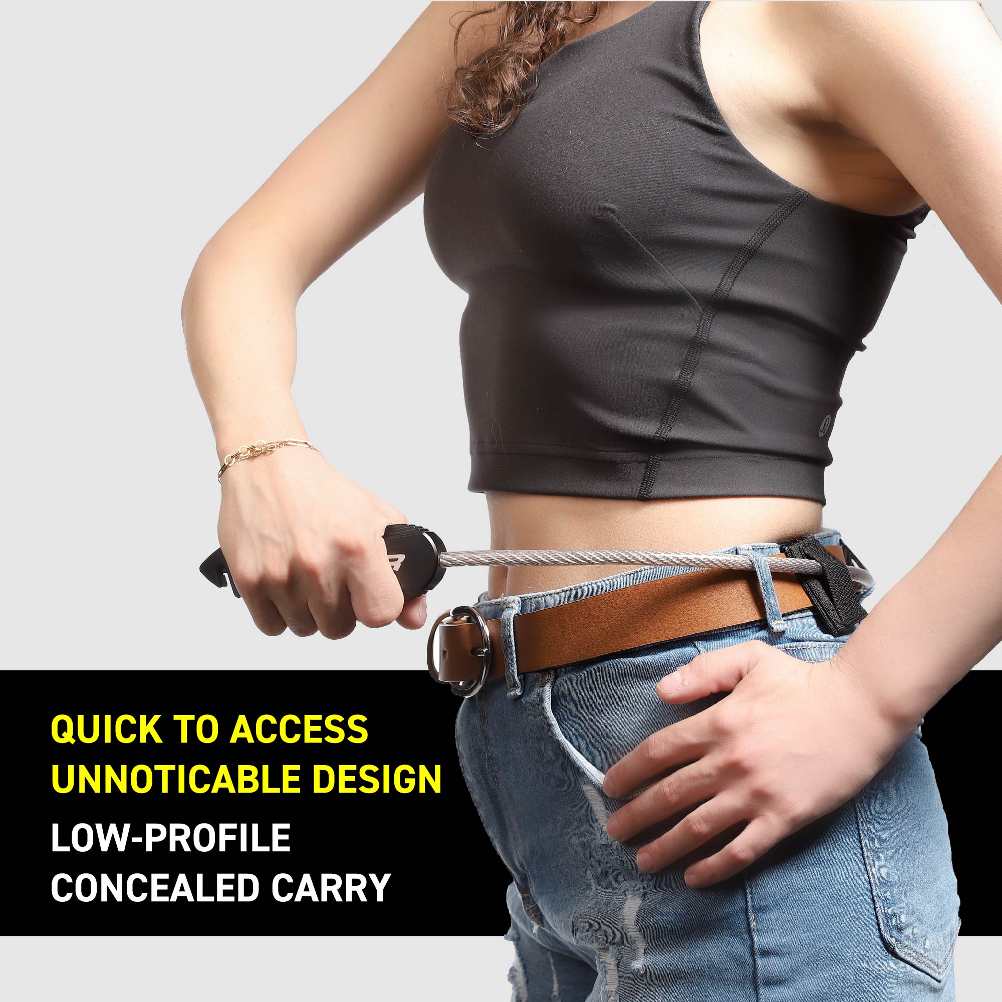 Stinger Concealed Carry Whip System: Car Emergency Tool with Seat Belt Cutter and Window Breaker, Original Design in USA