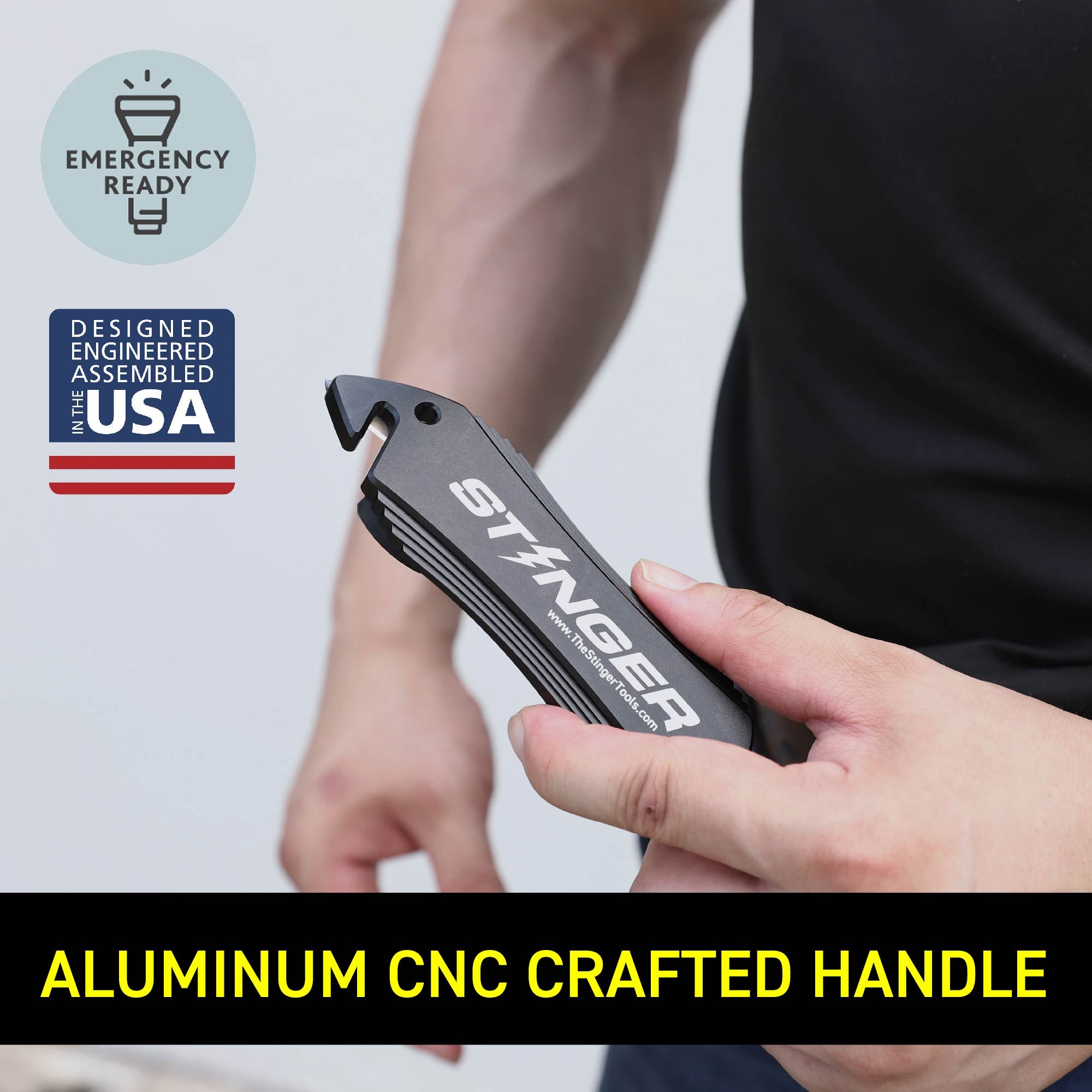 Stinger Concealed Carry Whip System: Car Emergency Tool with Seat Belt Cutter and Window Breaker, Original Design in USA